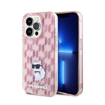 Karl Lagerfeld Monogram Choupette - iPhone 15 Pro Case (pink)