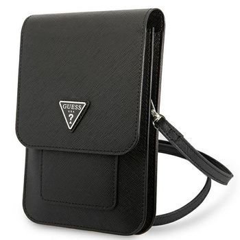 Guess Wallet Saffiano Triangle Logo Phone Bag – Torba na smartfona i akcesoria (Black)