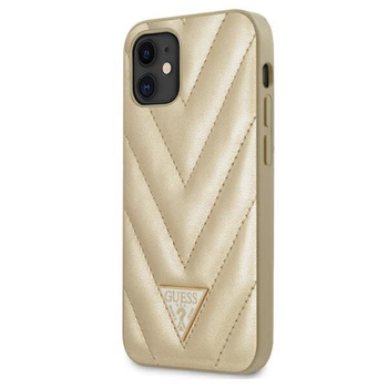 Guess V Quilted - pouzdro pro iPhone 12 mini (zlaté)