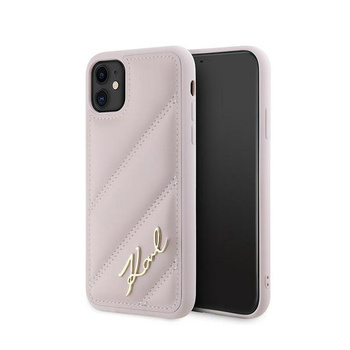 Karl Lagerfeld Diagonal Gesteppte Schrift - iPhone 11 Tasche (rosa)