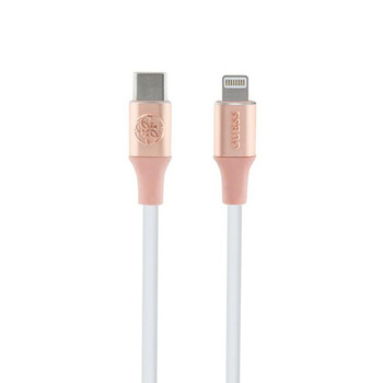 Guess Ebossed Logo - Câble USB-C vers Lightning certifié MFi 1,5m (rose)