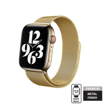 Crong Milano Steel - Rozsdamentes acél szíj Apple Watch 44/45/46/49 mm-es órához (arany)