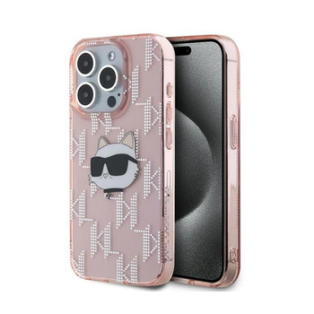 Karl Lagerfeld IML Choupette Head & Monogram - pouzdro pro iPhone 15 Pro Max (růžové)