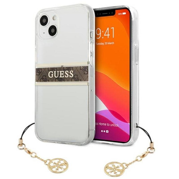 Guess 4G Stripe Brown Charm - Etui iPhone 13 mini (przezroczysty)