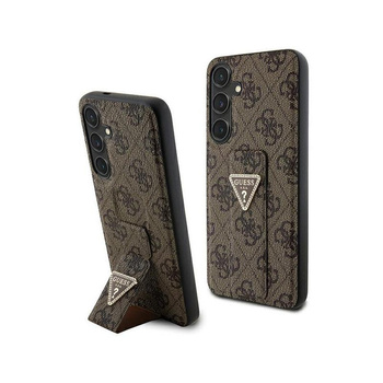 Guess Grip Stand 4G Triangle Strass Logo - Étui Samsung Galaxy S24+ (marron)