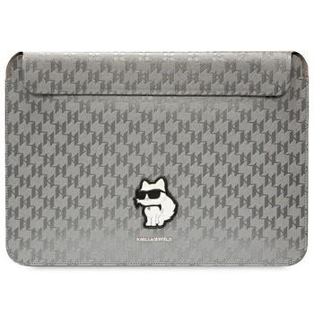 Karl Lagerfeld NFT Saffiano Monogram Iconic Choupette Sleeve - 14" Notebook Case (Silver)