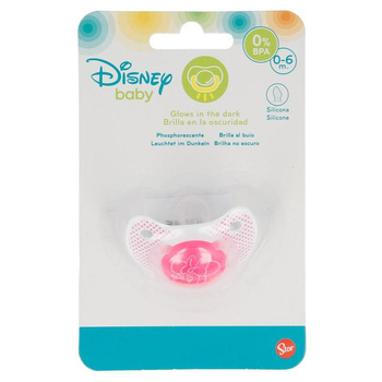 Mickey Mouse - Silicone pacifier in anatomical shape 0 - 6 m (glow in the dark) (pink)