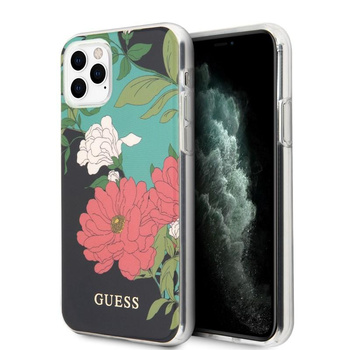 Guess Flower Shiny Collection N1 - iPhone 11 Pro Tasche (Schwarz)