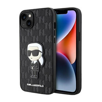 Karl Lagerfeld Saffiano Monogram NFT Ikonik - pouzdro pro iPhone 14 Plus (černé)