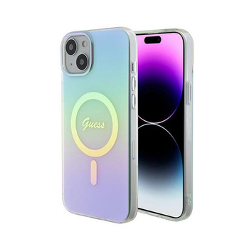 Guess IML Iridescent MagSafe - Etui iPhone 15 Plus (turkusowy)