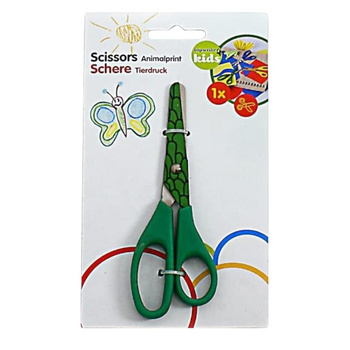 Topwrite - Scissors 13 cm with animal pattern (Green / Crocodile)