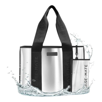 Case-Mate Large Travel Tote Bag - Wasserdichte Umhängetasche mit Handytasche (Silver Chrome)