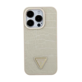 Guess Croco Triangle Metal Logo - pouzdro pro iPhone 15 (zlaté)