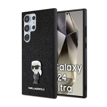 Karl Lagerfeld Fix Glitter Iconic Logo fém kitűző - Samsung Galaxy S24 Ultra tok (fekete)