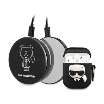 Karl Lagerfeld Bundle Ikonik - Etui pour Apple Airpods 1 / 2 + Power Bank avec miroir