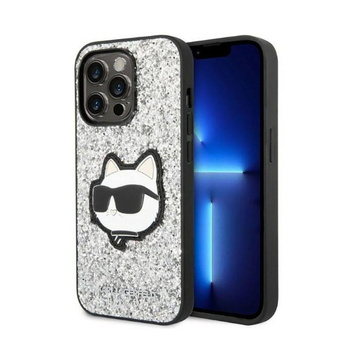 Karl Lagerfeld NFT Glitter Choupette Patch - iPhone 14 Pro Max Tasche (silber)