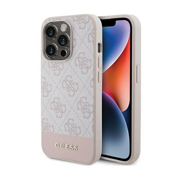 Guess 4G Bottom Stripe Metal Logo Collection - pouzdro pro iPhone 15 Pro (růžové)