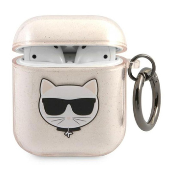 Karl Lagerfeld Choupette Head Glitter - Étui pour Airpods (or)