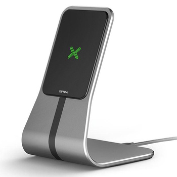 XVIDA (POWER 2) Wireless Charging Desk Stand - Qi 7.5W Inductive Charger for desk, aluminum (silver)